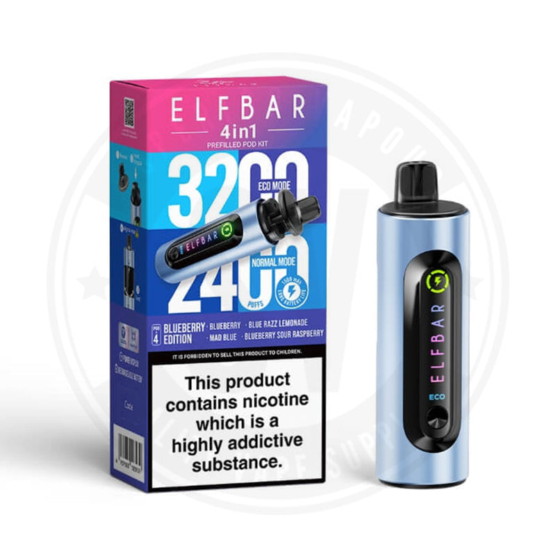 Elf Bar 4-In-1 Pre-Filled Pod Kit Blueberry Edition (Sour Razz • Blue Lemonade Mad) Disposable